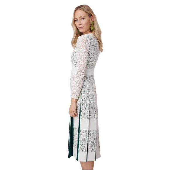 Tory Burch Lace Godet Dress - 4 ~ Ivory / Green - Picture 15 of 16